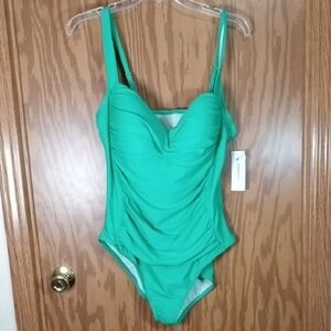 Green One-Piece Swimsuit Liz Clayborne, Beachy, Pool, Summer, Vacation,Cruise,